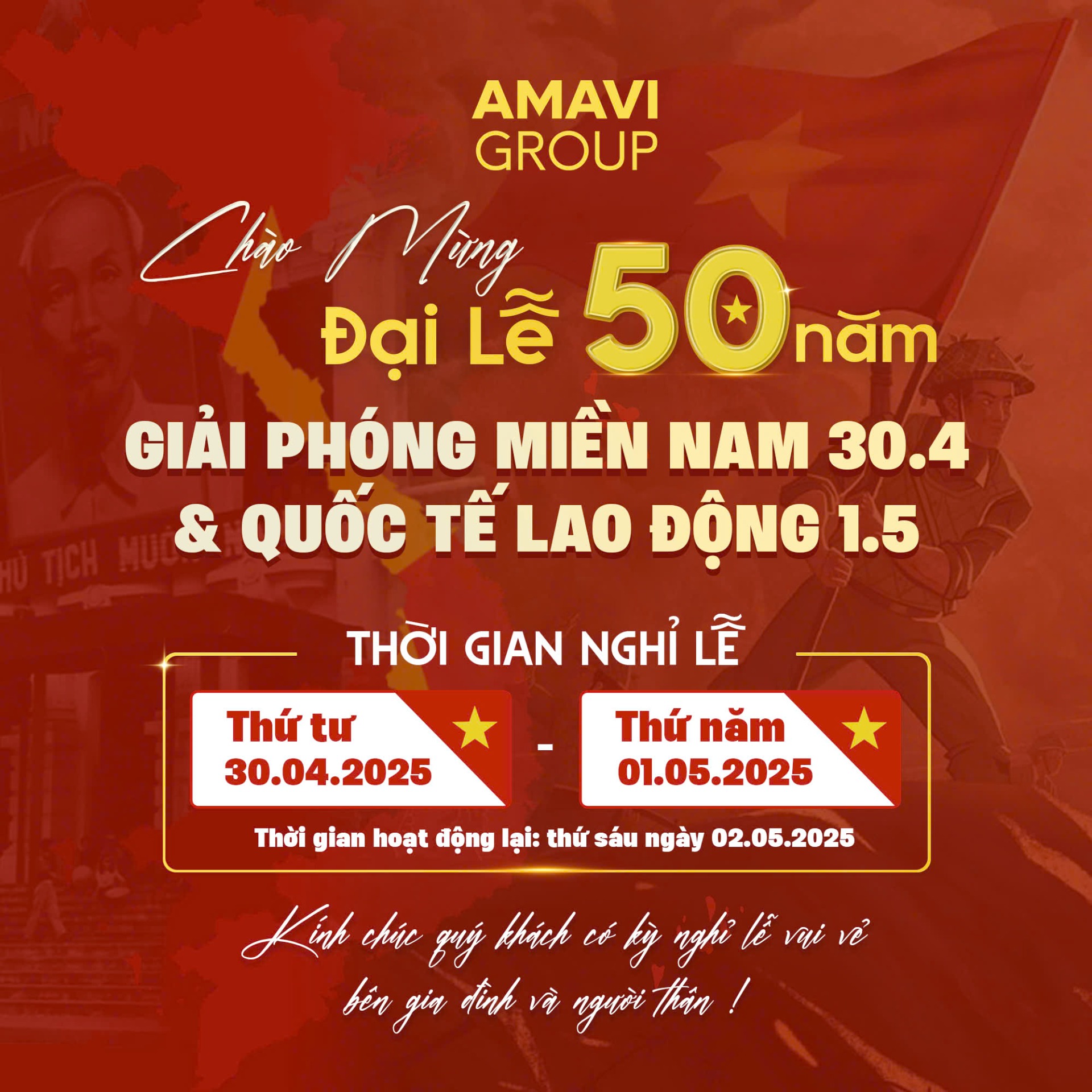 Thông báo lịch nghỉ lễ 30/4 và 1/5